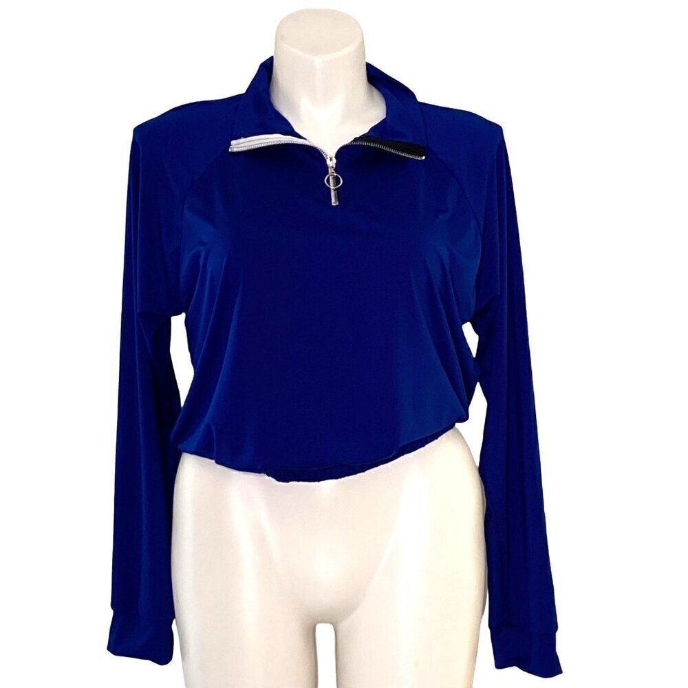 Fashion Nova NWT Royal Blue Mock Neck Top, Do You Even Gym Women's Size 2X - Picture 2 of 11